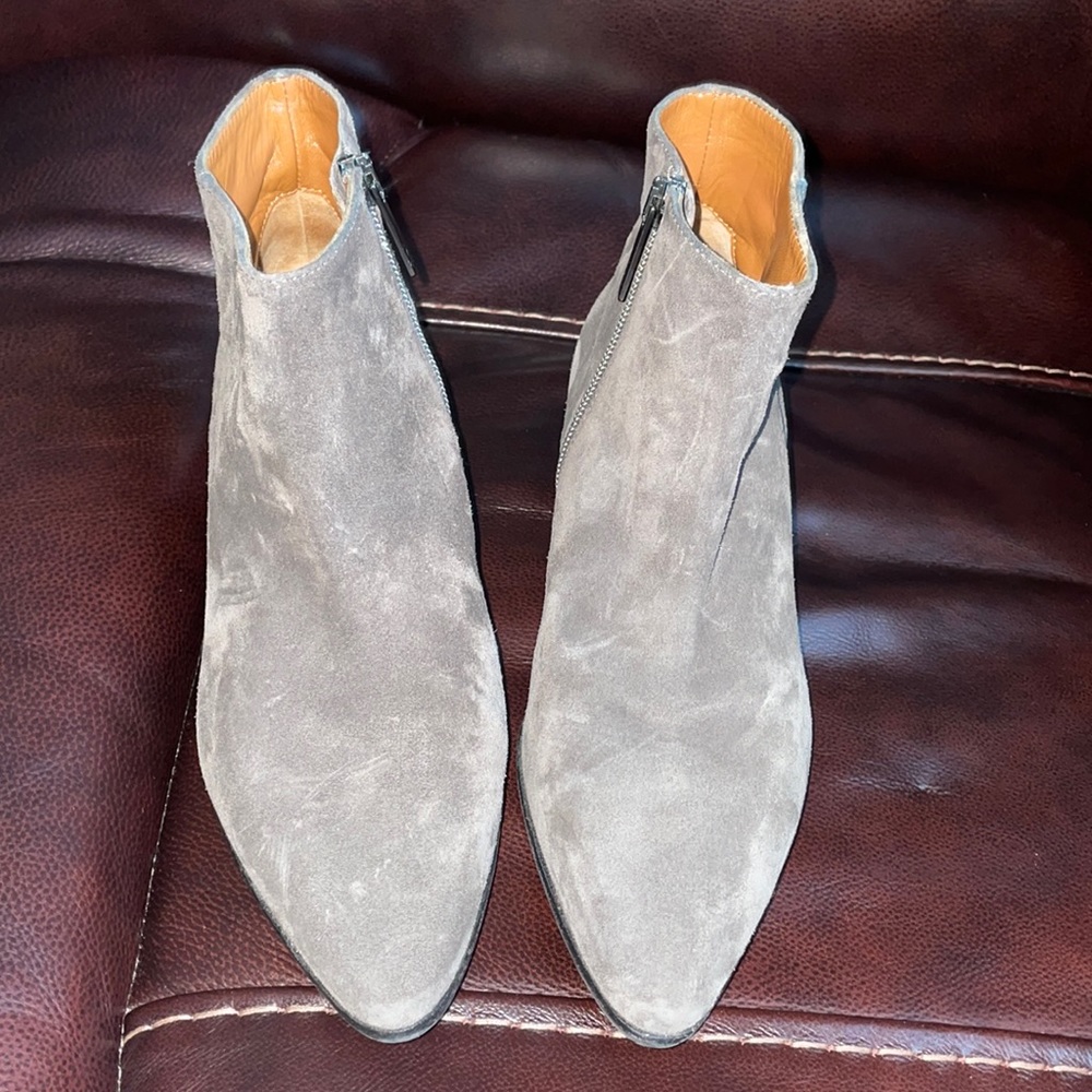 Nice suede ankle boots. Nice with dresses or skinny jeans. Only wore a few time.